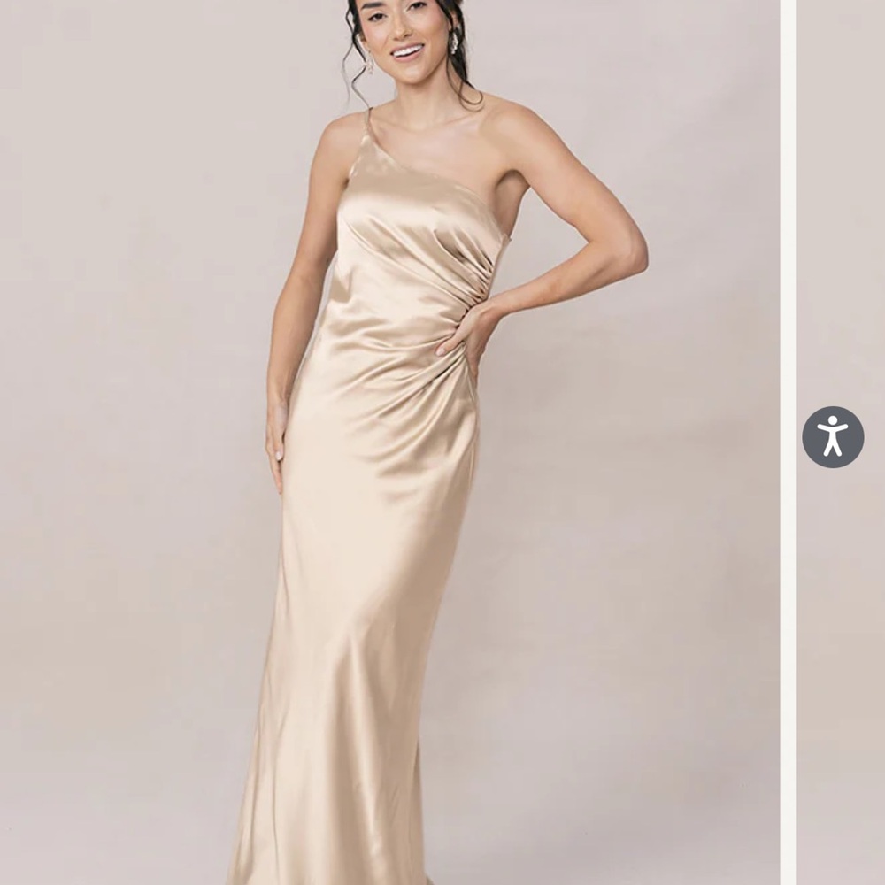 Revelry Strapless Satin Dress in Cream